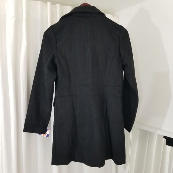 Miss London Wool Blend Zip-Up Collared Coat in Black Women's Size S - Picture 4 of 5